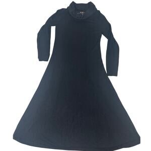 R&K original Soft black turtleneck sweater dress flare bottom long sleeves Med.